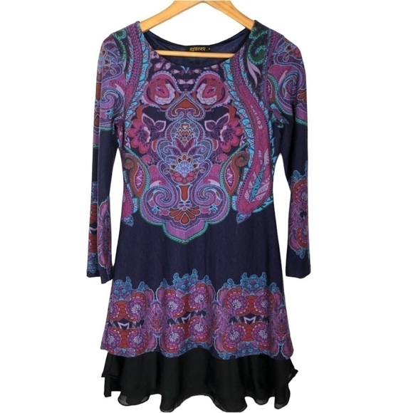 REBORN Dress WOMENS Size Small l PURPLE BOHO PAISLEY DRESS 0750 - Picture 1 of 4